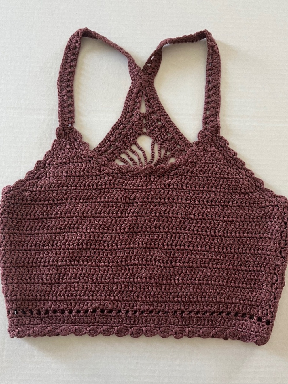 Full Tilt crochet tank burgundy small